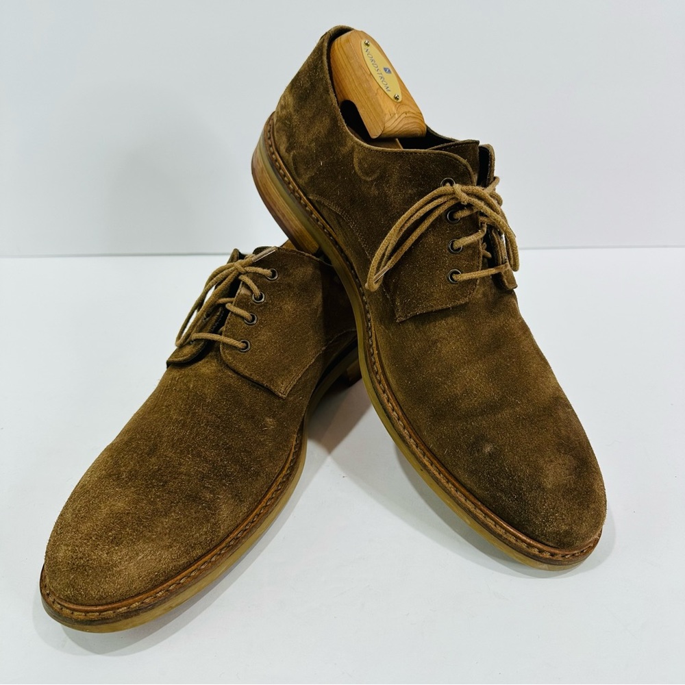 🩷 PETERSON MID BROWN SUEDE DERBY LACE UP MENS SIZE 10.5 TO BOOT NEW YORK ITALY